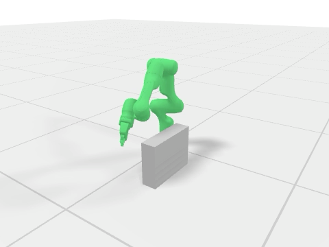 Known starting arm pose, shown in green, beside the obstacle
